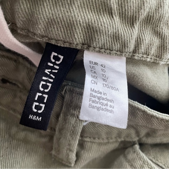 H&M Baggy Cargo Pants High Rise Green Size 10 - Picture 7 of 7